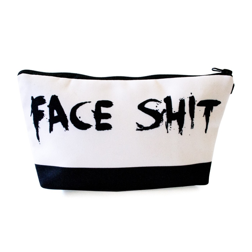 Grunge black and white makeup bag